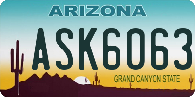 AZ license plate ASK6063