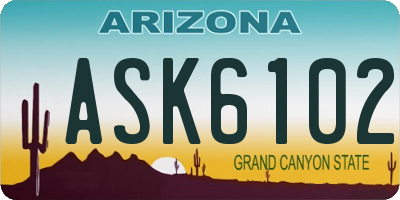 AZ license plate ASK6102