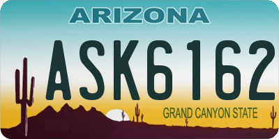 AZ license plate ASK6162