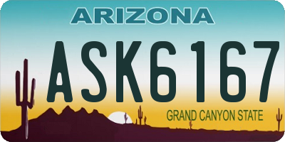 AZ license plate ASK6167