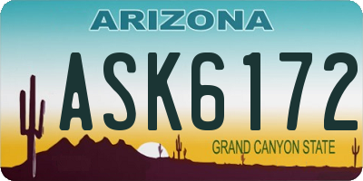 AZ license plate ASK6172