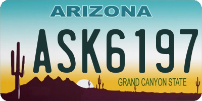 AZ license plate ASK6197