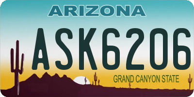 AZ license plate ASK6206