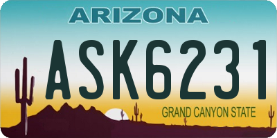AZ license plate ASK6231