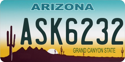 AZ license plate ASK6232