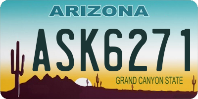 AZ license plate ASK6271