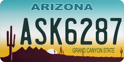 AZ license plate ASK6287
