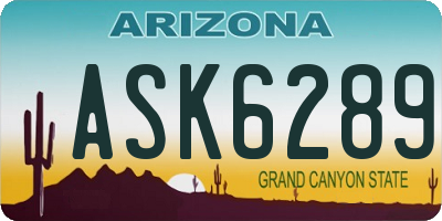 AZ license plate ASK6289