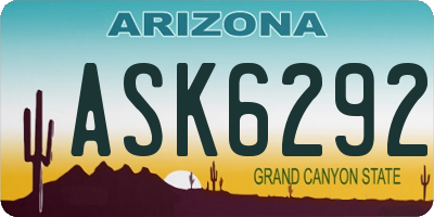 AZ license plate ASK6292