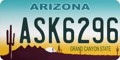 AZ license plate ASK6296