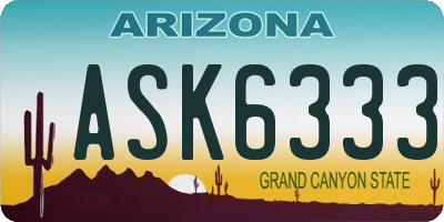 AZ license plate ASK6333