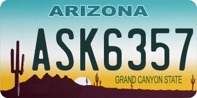 AZ license plate ASK6357