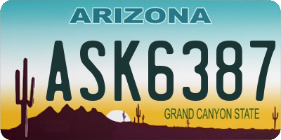 AZ license plate ASK6387