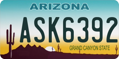 AZ license plate ASK6392