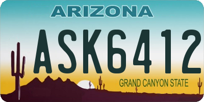 AZ license plate ASK6412
