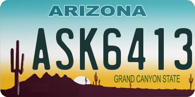 AZ license plate ASK6413