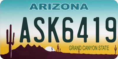 AZ license plate ASK6419