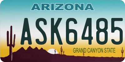 AZ license plate ASK6485