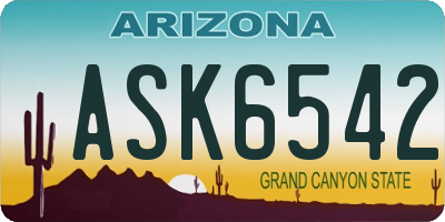 AZ license plate ASK6542