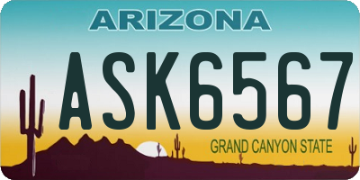 AZ license plate ASK6567