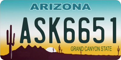 AZ license plate ASK6651