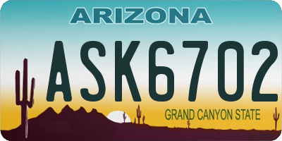 AZ license plate ASK6702