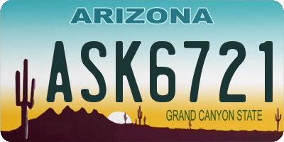 AZ license plate ASK6721