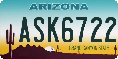 AZ license plate ASK6722
