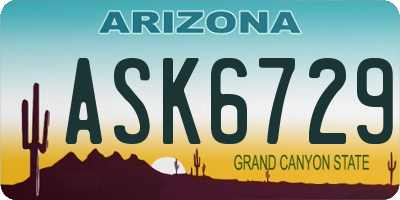 AZ license plate ASK6729