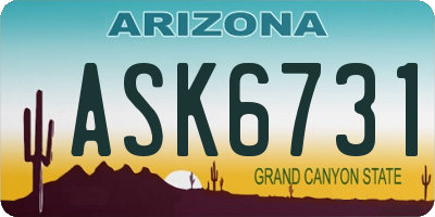 AZ license plate ASK6731