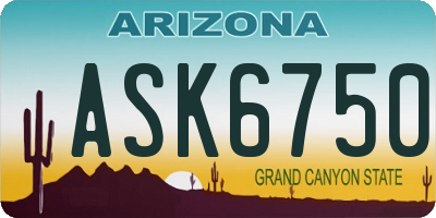 AZ license plate ASK6750