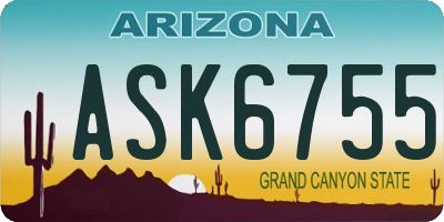 AZ license plate ASK6755