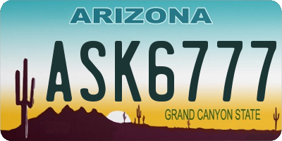 AZ license plate ASK6777