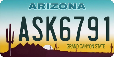 AZ license plate ASK6791