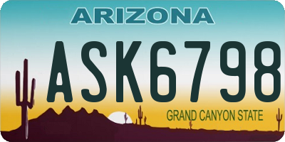 AZ license plate ASK6798
