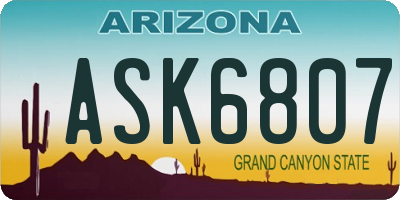 AZ license plate ASK6807