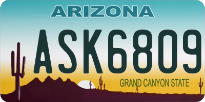 AZ license plate ASK6809