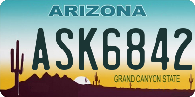 AZ license plate ASK6842