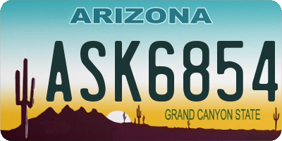 AZ license plate ASK6854