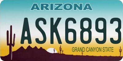AZ license plate ASK6893