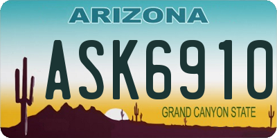 AZ license plate ASK6910