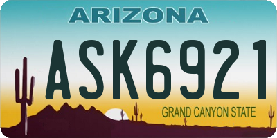 AZ license plate ASK6921