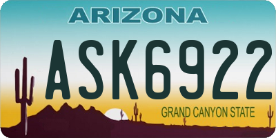 AZ license plate ASK6922
