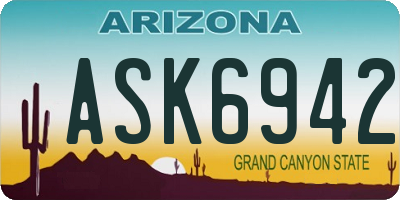 AZ license plate ASK6942