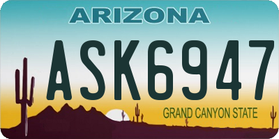AZ license plate ASK6947