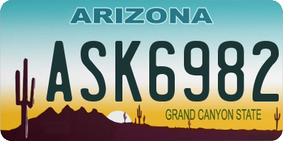 AZ license plate ASK6982