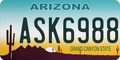 AZ license plate ASK6988