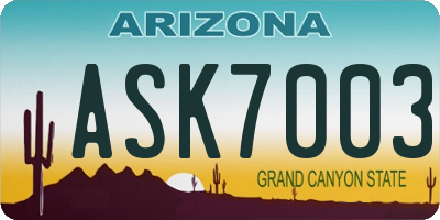 AZ license plate ASK7003
