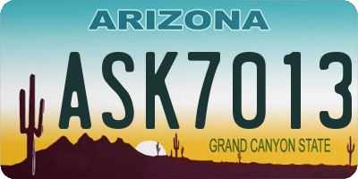 AZ license plate ASK7013