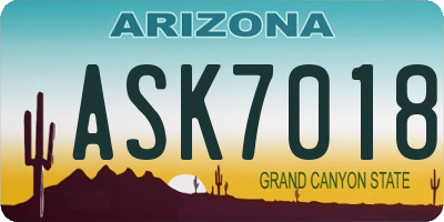 AZ license plate ASK7018